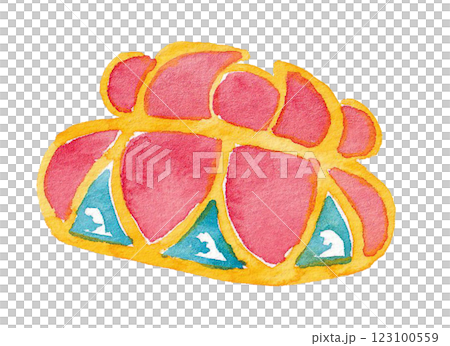 沖縄の花笠　手描き水彩イラスト 123100559