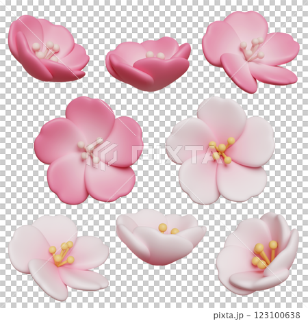 white pink color cherry blossoms 3D graphic 123100638