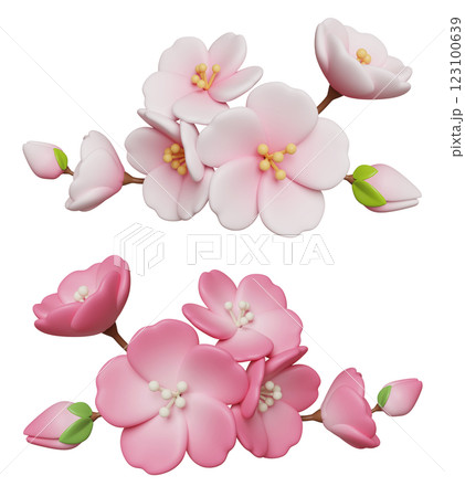white pink color cherry blossoms 3D graphic 123100639
