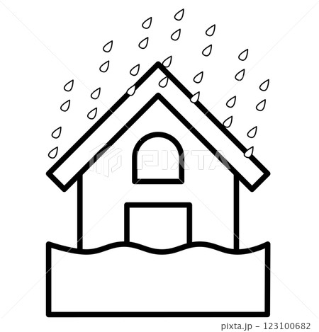 雨による水害のイラスト 123100682