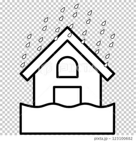 雨による水害のイラスト 123100682