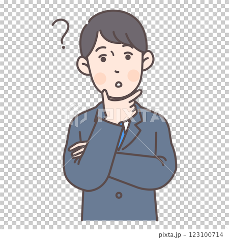 不思議な顔をしている会社員男性 123100714