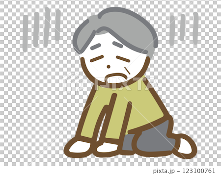 Senior man with hands on the floor (whole body) 123100761