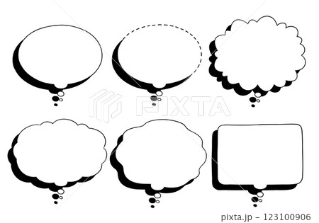 手描きのマンガ風フキダシ(モノローグ):横長・下向き・カゲ有り・透過 手描きのマンガ風フキダシ(モノローグ):横長・下向き・カゲ有り・透過 123100906