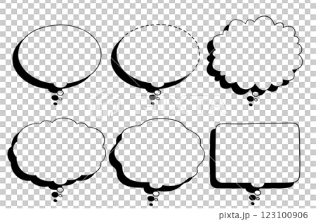 手描きのマンガ風フキダシ(モノローグ):横長・下向き・カゲ有り・透過 手描きのマンガ風フキダシ(モノローグ):横長・下向き・カゲ有り・透過 123100906