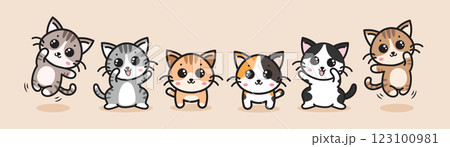 Cute cat cartoon set illustration. anime cartoon Cute cat cartoon set illustration. anime cartoon 123100981