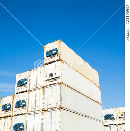 Container Reefer Export Logistic Crane Forklift Port Blue Sky Background Space Road Import Business Freight Logistic Transport Custom Industry Service Airplane Container Ship Truck Cargo Stack Storage Container Reefer Export Logistic Crane Forklift Port Blue Sky Background Space Road Import Business Freight Logistic Transport Custom Industry Service Airplane Container Ship Truck Cargo Stack Storage 123100998