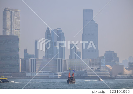 Dec 28 2024 Modern City Skyline with Skyscrapers and Waterfront View. HK 123101096