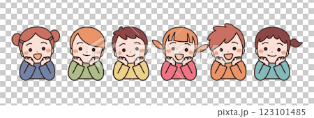 孩子們貼在臉頰上 孩子們貼在臉頰上 123101485