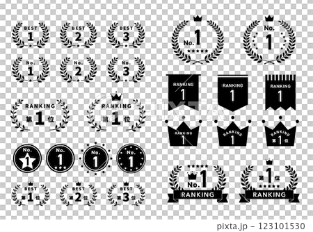 排名圖示插圖素材集 月桂冠 01 黑色單色 123101530