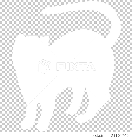 白い振り返る可愛い猫のシルエット 白い振り返る可愛い猫のシルエット 123101740