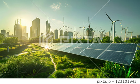 Renewable Energy-Powered City A city running entirely Renewable Energy-Powered City A city running entirely 123101943
