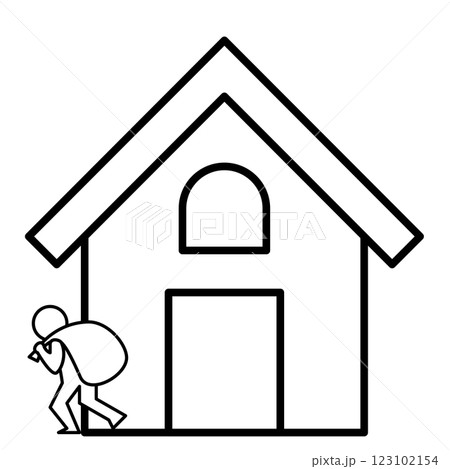 逃げていく泥棒と家のイラスト 逃げていく泥棒と家のイラスト 123102154