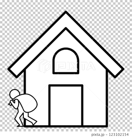逃げていく泥棒と家のイラスト 逃げていく泥棒と家のイラスト 123102154