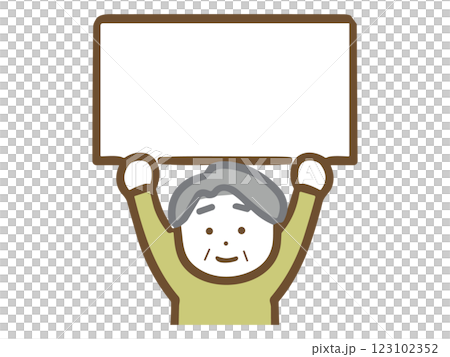 Senior man presenting on a white panel Senior man presenting on a white panel 123102352