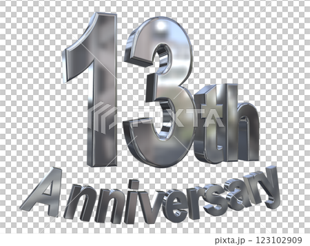 3DCG文字「13th Anniversary/13周年マークキラキラ」シルバー,銀 123102909