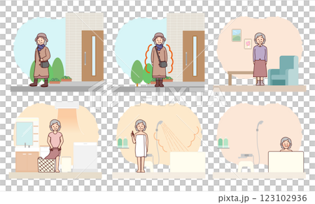 老年女性:如何調理身體,預防熱休克 老年女性:如何調理身體,預防熱休克 123102936