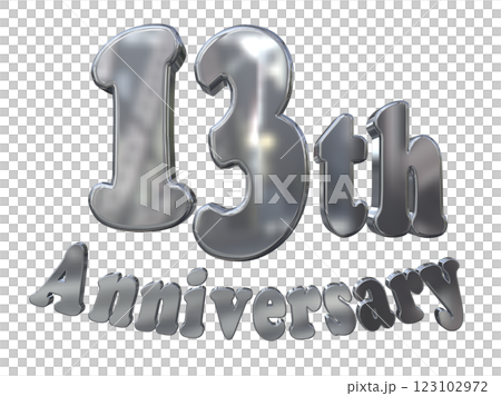 3DCG文字「13th Anniversary/13周年マークキラキラ」シルバー,銀 123102972