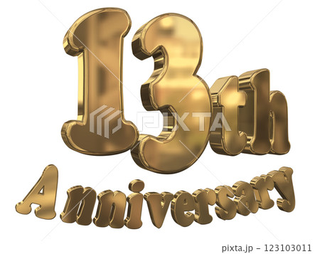 3DCG文字「13th Anniversary/13周年マークキラキラ」ゴールド,金 123103011
