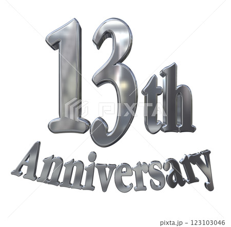3DCG文字「13th Anniversary/13周年マークキラキラ」シルバー,銀 123103046