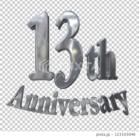 3DCG文字「13th Anniversary/13周年マークキラキラ」シルバー,銀 123103046