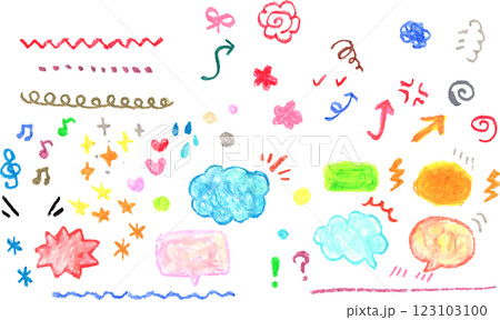 手書きの可愛い吹き出し・フレーム・記号セット 手書きの可愛い吹き出し・フレーム・記号セット 123103100