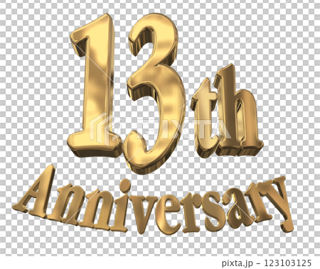 3DCG letters "13th Anniversary/13th Anniversary mark glitter" Gold, Gold 123103125