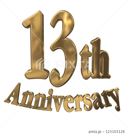 3DCG文字「13th Anniversary/13周年マークキラキラ」ゴールド,金 123103126