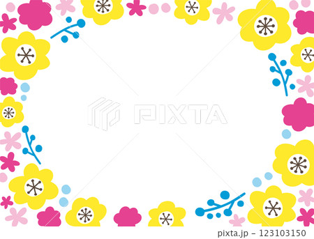 花のフレーム。結婚式やお祝いでのテンプレート素材。 123103150