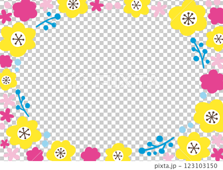 花のフレーム。結婚式やお祝いでのテンプレート素材。 123103150