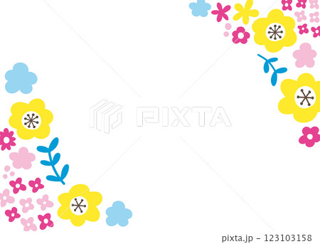 花のフレーム。結婚式やお祝いでのテンプレート素材。 花のフレーム。結婚式やお祝いでのテンプレート素材。 123103158