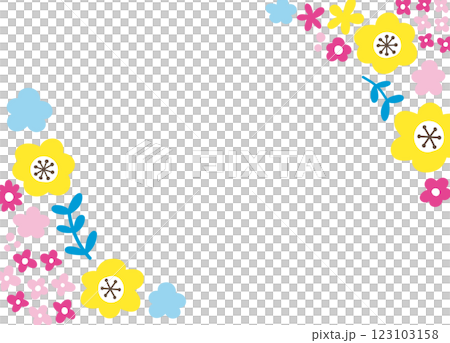 花のフレーム。結婚式やお祝いでのテンプレート素材。 花のフレーム。結婚式やお祝いでのテンプレート素材。 123103158