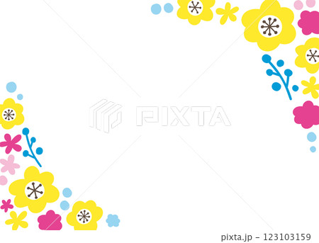 花のフレーム。結婚式やお祝いでのテンプレート素材。 123103159