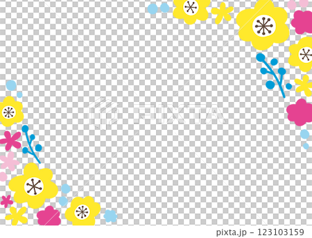 花のフレーム。結婚式やお祝いでのテンプレート素材。 123103159