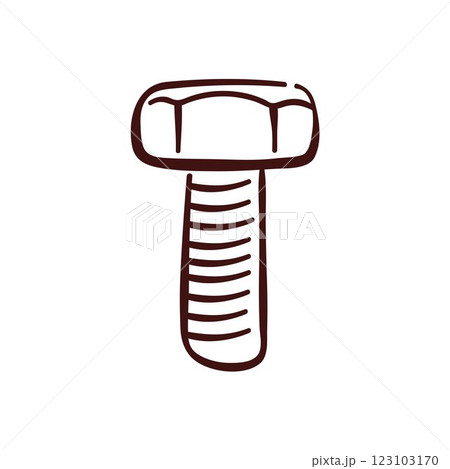 Hex Bolt in line art style isolated on a white background. 123103170