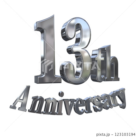 3DCG文字「13th Anniversary/13周年マークキラキラ」シルバー,銀 123103194
