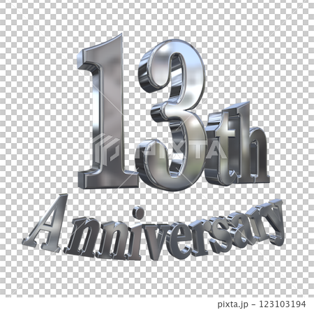 3DCG文字「13th Anniversary/13周年マークキラキラ」シルバー,銀 123103194