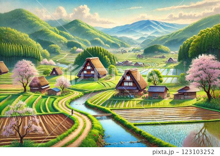 日本の里山風景・原風景 日本の里山風景・原風景 123103252