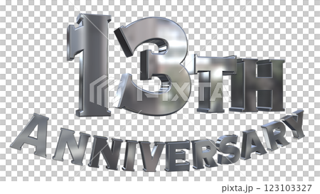 3DCG文字「13th Anniversary/13周年マークキラキラ」シルバー,銀 123103327