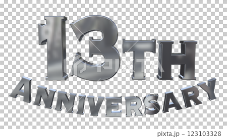 3DCG文字「13th Anniversary/13周年マークキラキラ」シルバー,銀 123103328