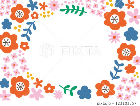花のフレーム。結婚式やお祝いでのテンプレート素材。 123103357