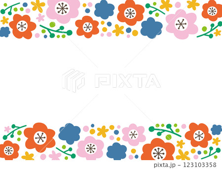 花のフレーム。結婚式やお祝いでのテンプレート素材。 123103358