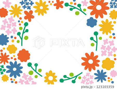 花のフレーム。結婚式やお祝いでのテンプレート素材。 123103359
