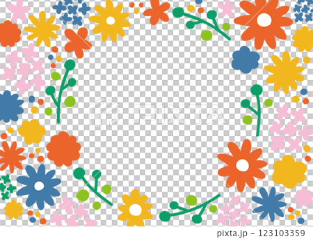花のフレーム。結婚式やお祝いでのテンプレート素材。 123103359