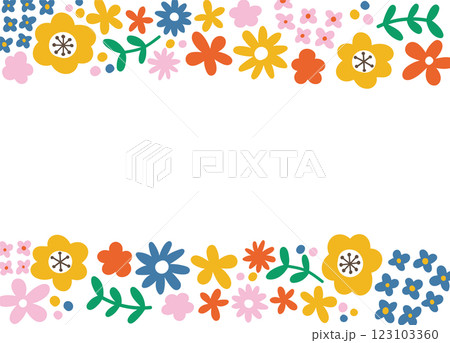 花のフレーム。結婚式やお祝いでのテンプレート素材。 123103360