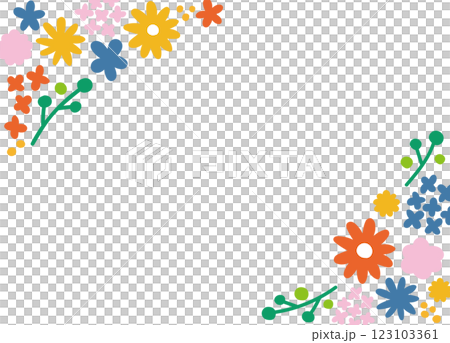 花のフレーム。結婚式やお祝いでのテンプレート素材。 123103361