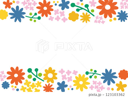 花のフレーム。結婚式やお祝いでのテンプレート素材。 123103362