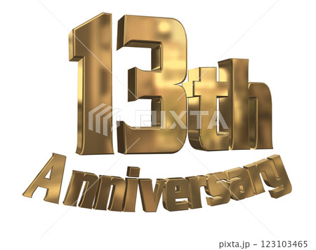 3DCG文字「13th Anniversary/13周年マークキラキラ」ゴールド,金 123103465