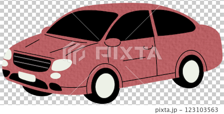 Passenger car, road vehicle. Auto motor engine wheeled transport. Abstract 2-door compact automobile model. Flat vector illustration on white background. 123103563