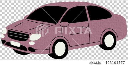 Passenger car, road vehicle. Auto motor engine wheeled transport. Abstract 2-door compact automobile model. Flat vector illustration on white background. 123103577